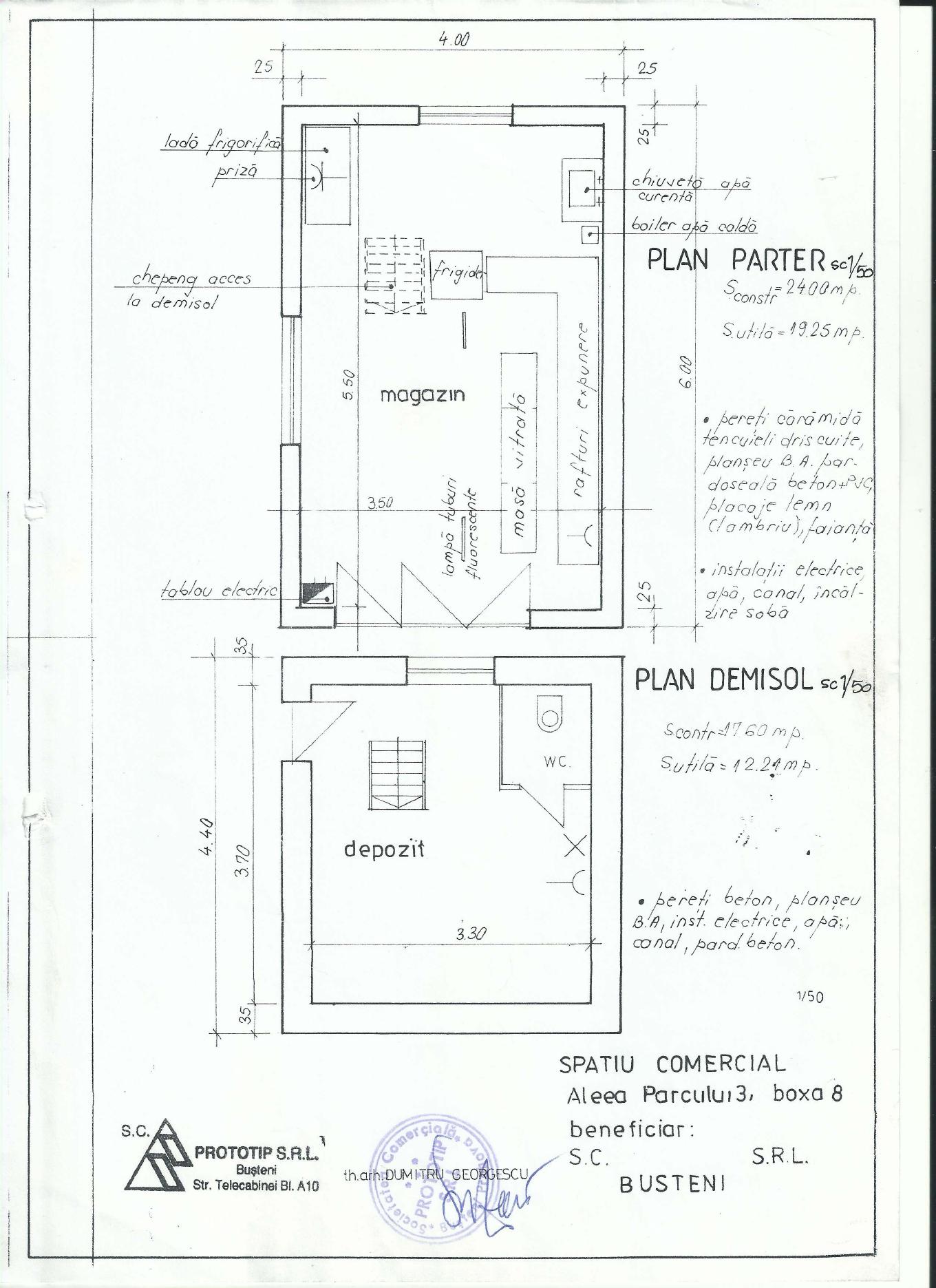 Plan garaj și demisol