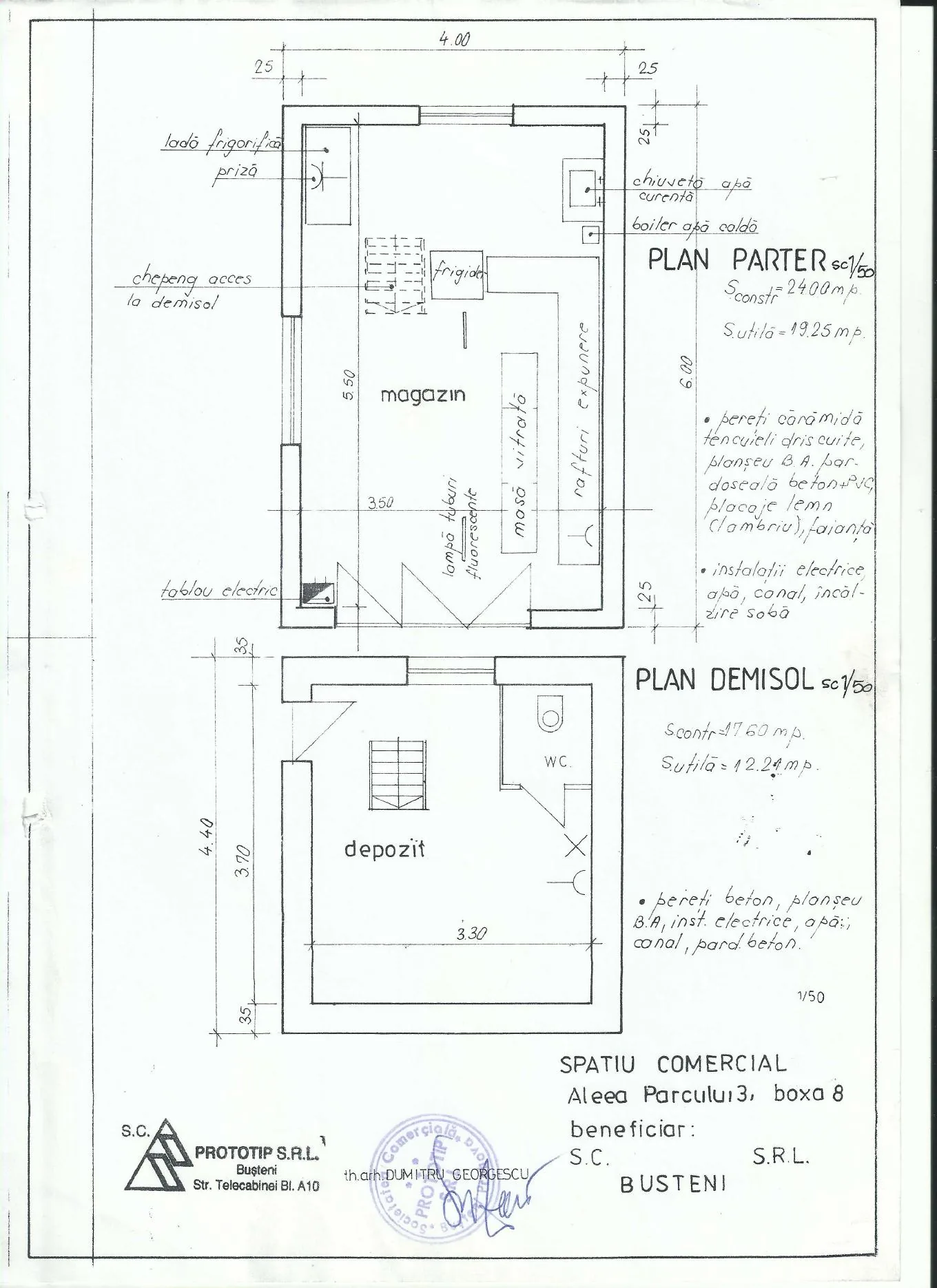 Plan garaj și demisol